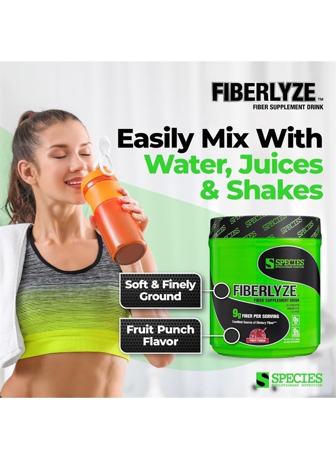 Fiberlyze Fiber Supplement, Psyllium Based Soluble & Insoluble Fiber Powder for Healthy Colon, Digestive Functions (Fruit Punch, 30 Servings)