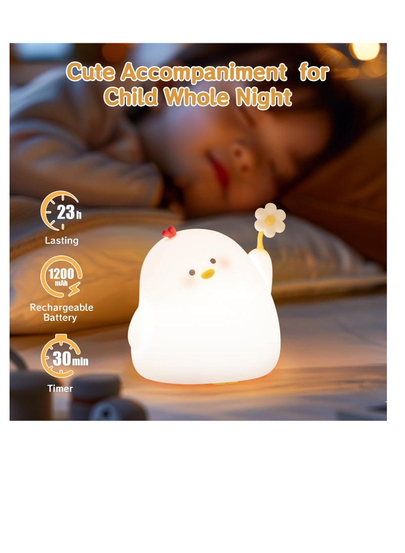 Night light for Kids, Chicken Cute Night Light for Toddler 1-3, Kids Night Light for Room, Bedroom, Bedside, Silicone Soft Lamp with 30 Min Timer and Auto Off, Ideal Gift