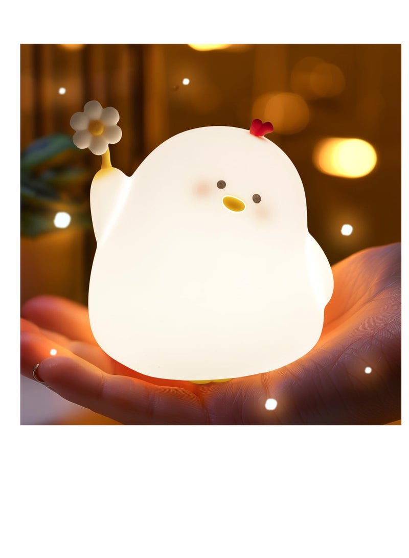 Night light for Kids, Chicken Cute Night Light for Toddler 1-3, Kids Night Light for Room, Bedroom, Bedside, Silicone Soft Lamp with 30 Min Timer and Auto Off, Ideal Gift