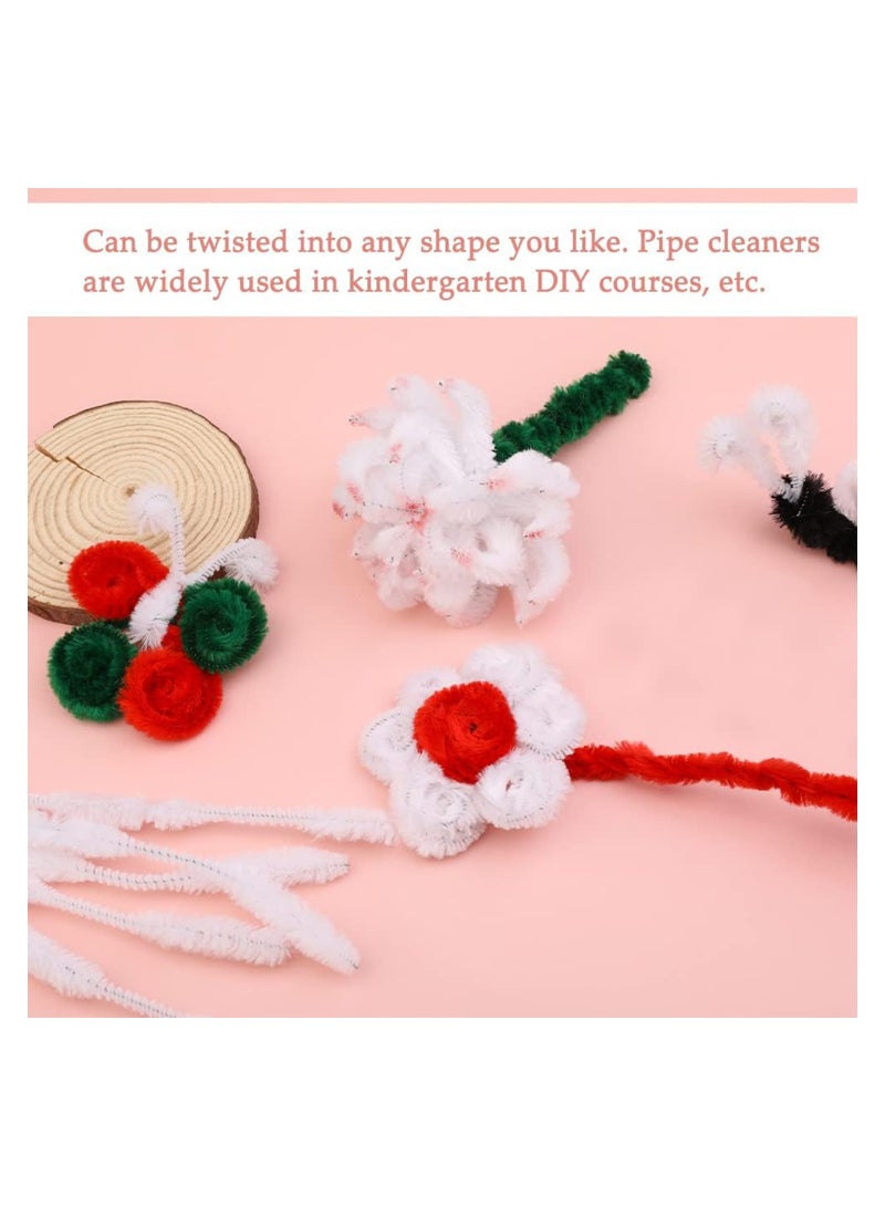 200 PCS Pipe Cleaners Chenille Stem, Bump Chenille Stems Pipe Cleaner, White Pipe Cleaners Crafts Supplies for DIY Arts Crafts Decorations (White)