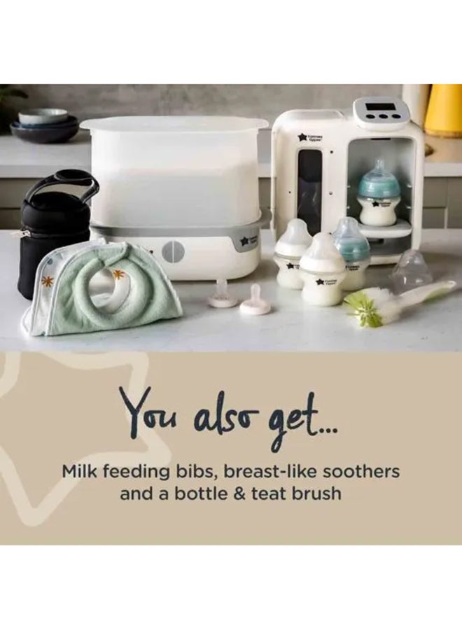 Ultimate Formula Feeding Kit, Electric Steam Steriliser, Newborn Baby Bottles and optimal Prep Day and Night Machine, White