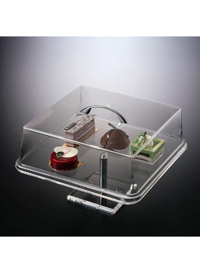 Acrylic Square Cake Stand w/ Cover M