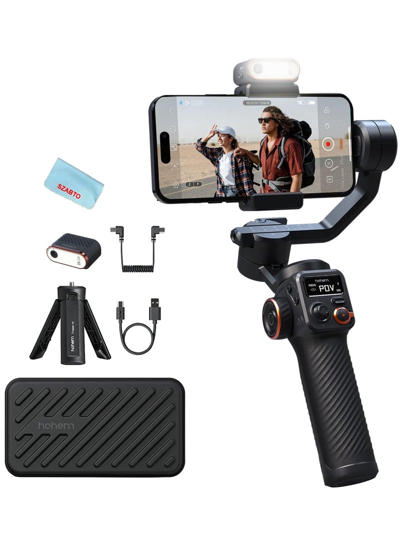 hohem iSteady M6 Kit Gimbal Stabilizer for Smartphone, 2023 Upgraded 3-Axis Phone Gimbal  w/CCT/RGB Fill Light, Gimbal for iPhone 15 Pro Max & Android, Phone Stabilizer for Video Recording