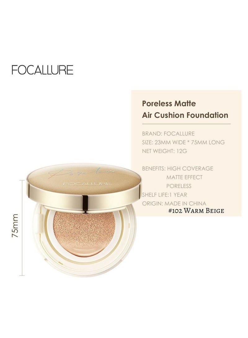 Poreless Matte Air Cushion Foundation-102 Warm Beige