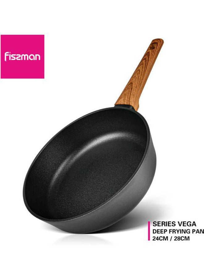 Deep Frying Pan Vega Series Aluminum Greblon C3 + Peek Coating Black/Brown 24cm