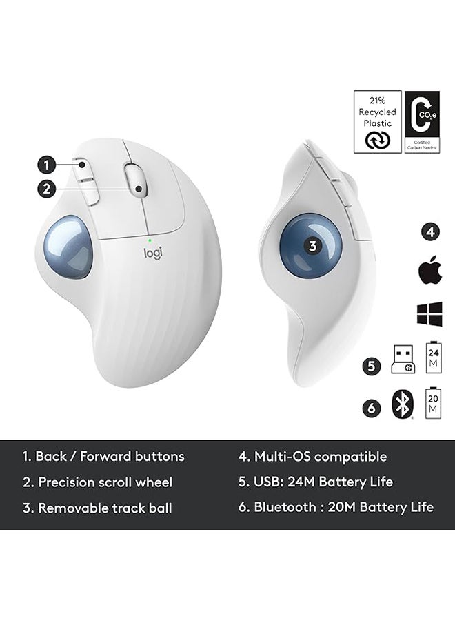 ERGO M575 Wireless Trackball Mouse Easy thumb control, precision and smooth tracking, ergonomic comfort design, for Windows, PC and Mac with Bluetooth and USB capabilities