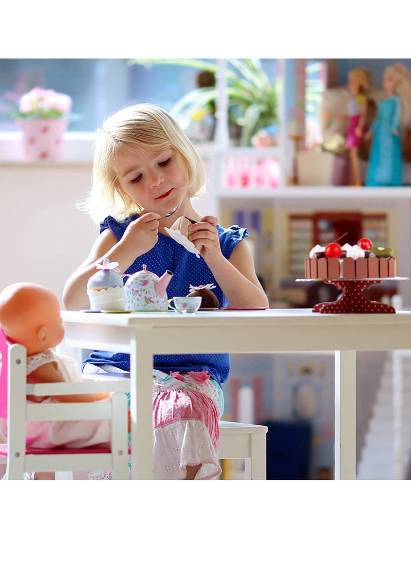 Wooden Birthday Cake Toy   Kids Magnetic Dessert Toy with Cutting Knife, Fruit Toppings, Chocolate and Vanilla Swirls Fun Kitchen Pretend Play Food Party, Cooking Cutter Set, Educational Gift