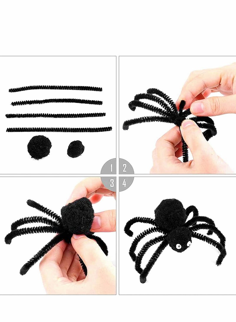 100Pcs Pipe Cleaners, Black Color Chenille Stems for DIY Crafts Decorations Creative School Projects