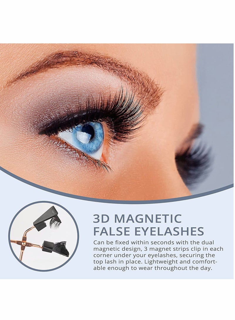Dual Magnetic Eyelashes Kit, Glue-free Magnetic Eyelash Clip Without Eyeliner Needed Light Weight & Easy to Wear, 3D Reusable Eyelashes (2 Pairs)