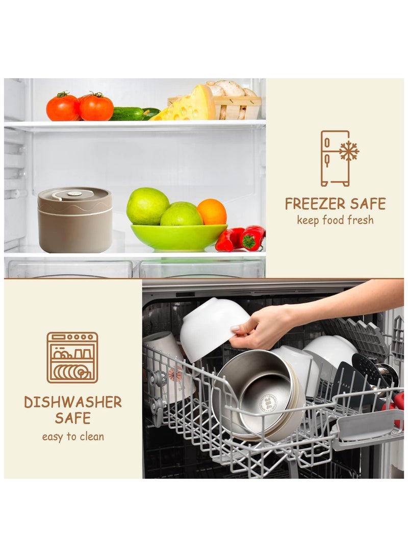 Kids Thermal Bento Lunch Box Set for School, Insulated Lunch Containers With Bag,3 Separate Stackable Lunch Container, Microwaveable Lunch Box Bento Box for Adults & Kids (2-Layer, White)