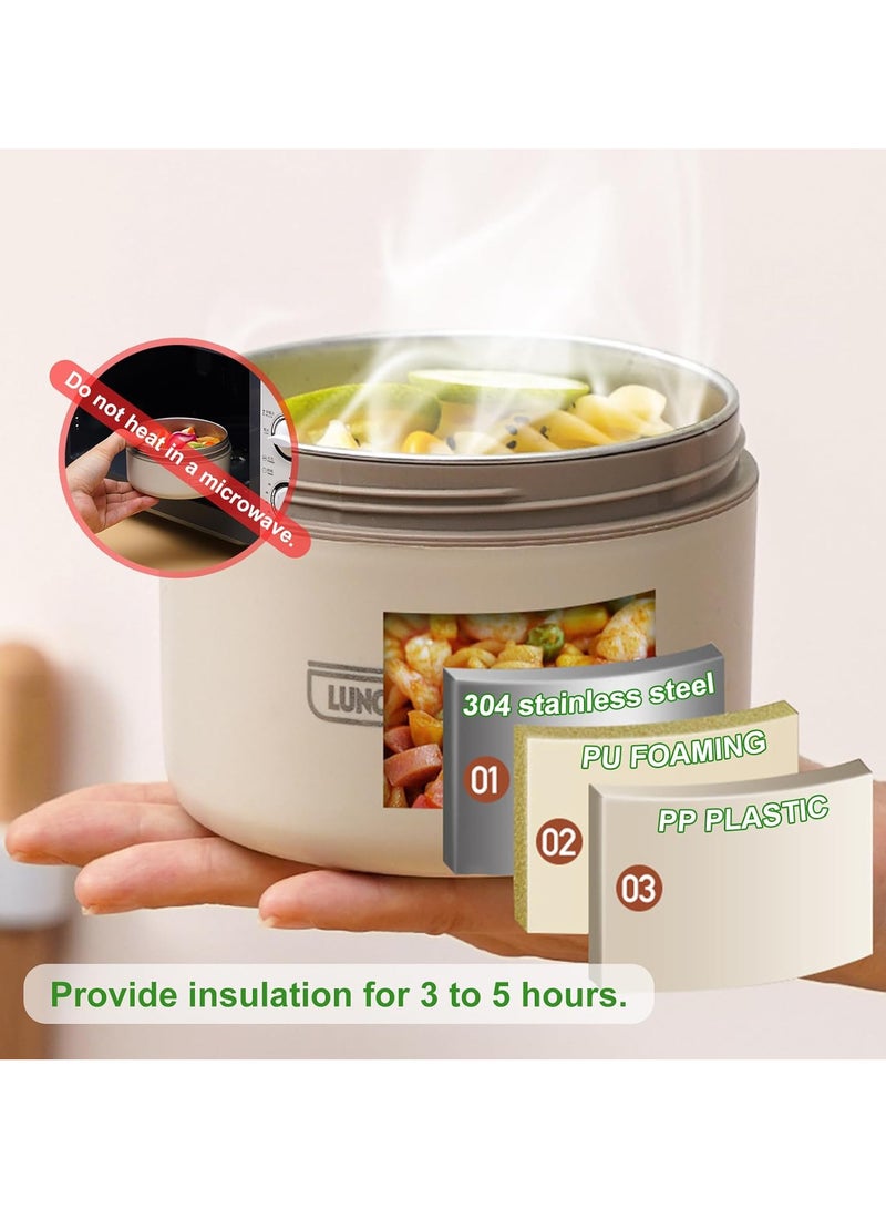 Kids Thermal Bento Lunch Box Set for School, Insulated Lunch Containers With Bag,3 Separate Stackable Lunch Container, Microwaveable Lunch Box Bento Box for Adults & Kids (2-Layer, White)