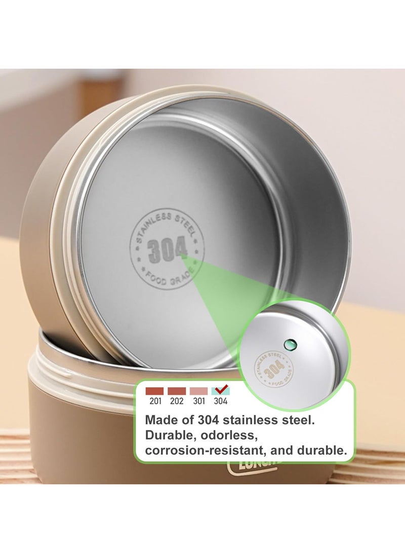 Kids Thermal Bento Lunch Box Set for School, Insulated Lunch Containers With Bag,3 Separate Stackable Lunch Container, Microwaveable Lunch Box Bento Box for Adults & Kids (3-Layer, Coffee)