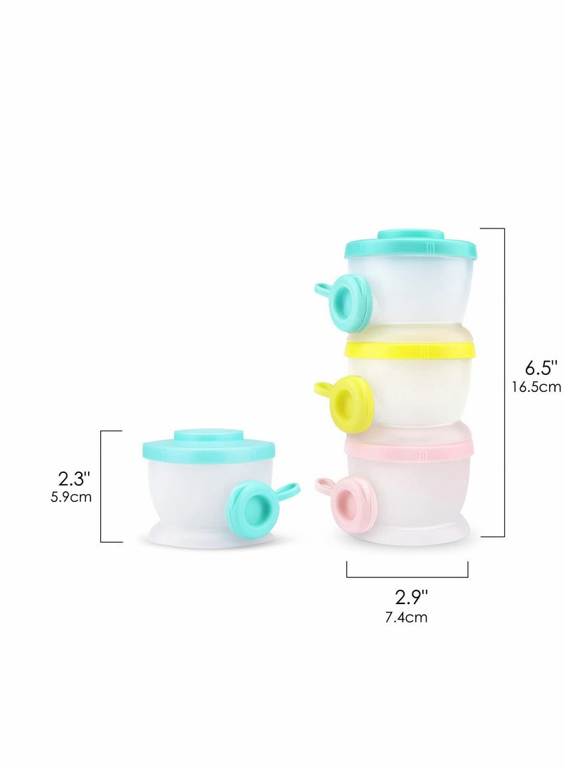 Baby Formula Dispenser, Stackable Milk Powder Formula Container Formula Holder Snack Fruit Biscuits Storage for Travel, On-The-Go, BPA Free, 3 Compartments