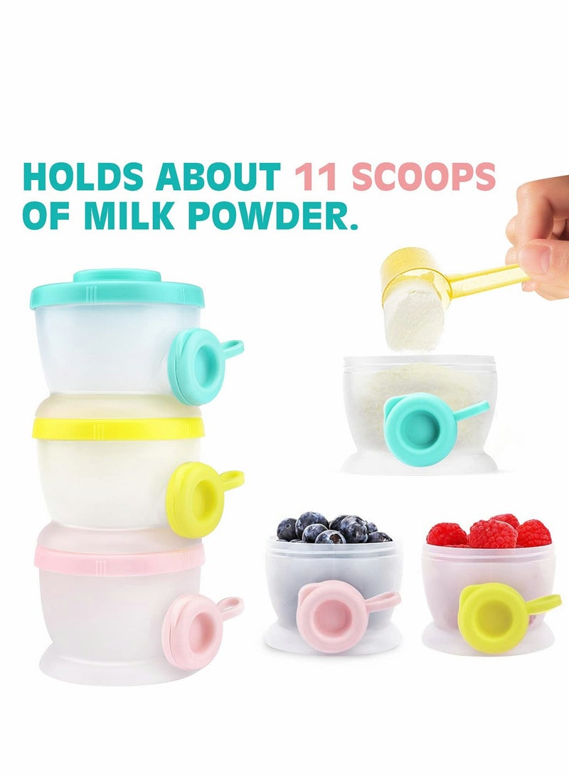 Baby Formula Dispenser, Stackable Milk Powder Formula Container Formula Holder Snack Fruit Biscuits Storage for Travel, On-The-Go, BPA Free, 3 Compartments