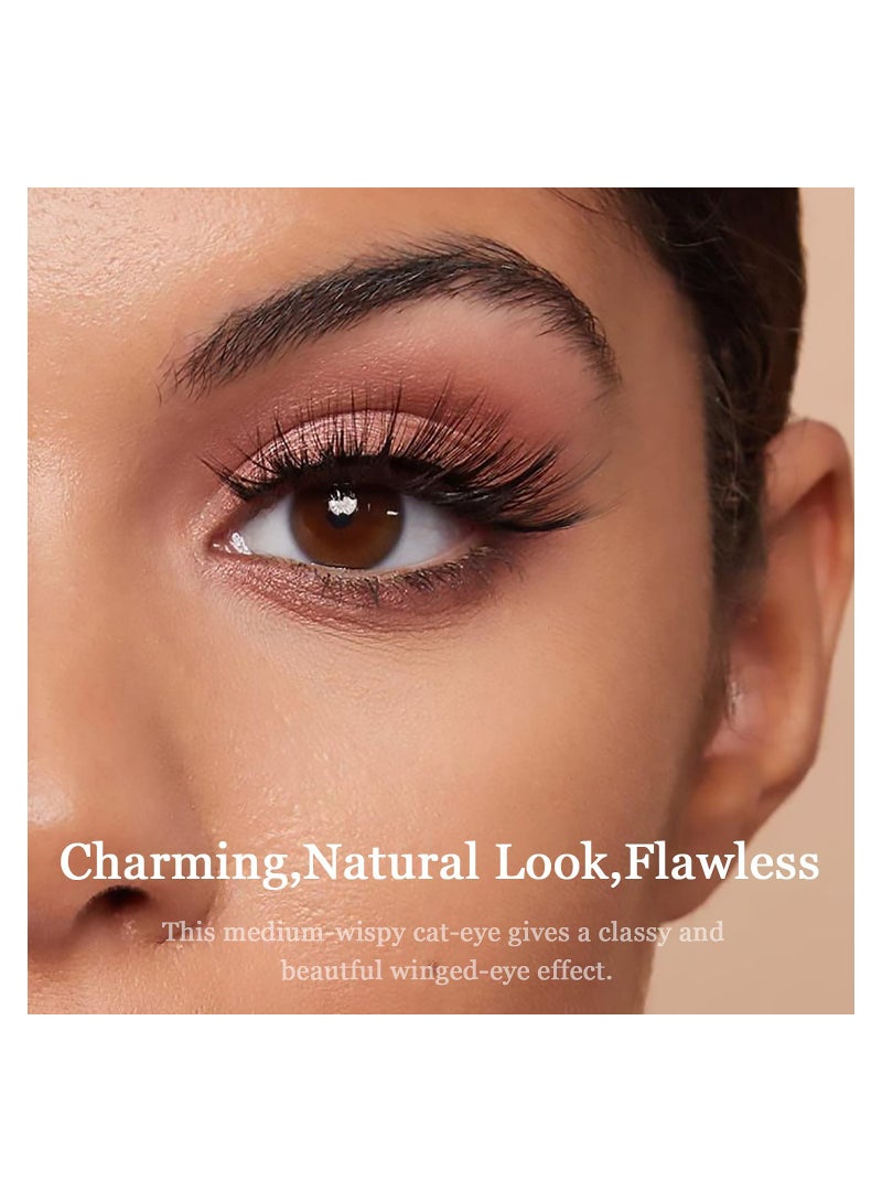 Magnetic Eyelashes 5 Pairs 3D Medium Magnetic Lashes with Upgraded 2 Tubes of Magnetic Liner Waterproof, Natural Look,Long Lasting, Easy Reusable Fake Eyelashes (ZML-005)