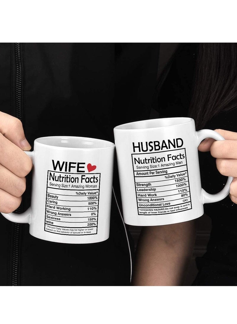 Husband and Wife Nutrition Facts Mugs Couple Coffee Mugs Husband and Wife Gifts His and Her Coffee Mugs Set Gifts Couple Valentine's Day Anniversary Wedding Gifts for Couple Husband Wife 11Oz