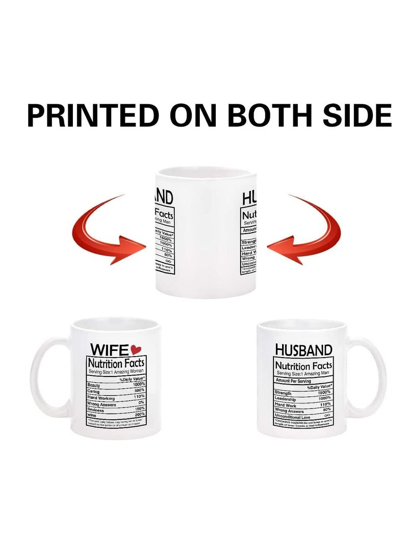 Husband and Wife Nutrition Facts Mugs Couple Coffee Mugs Husband and Wife Gifts His and Her Coffee Mugs Set Gifts Couple Valentine's Day Anniversary Wedding Gifts for Couple Husband Wife 11Oz