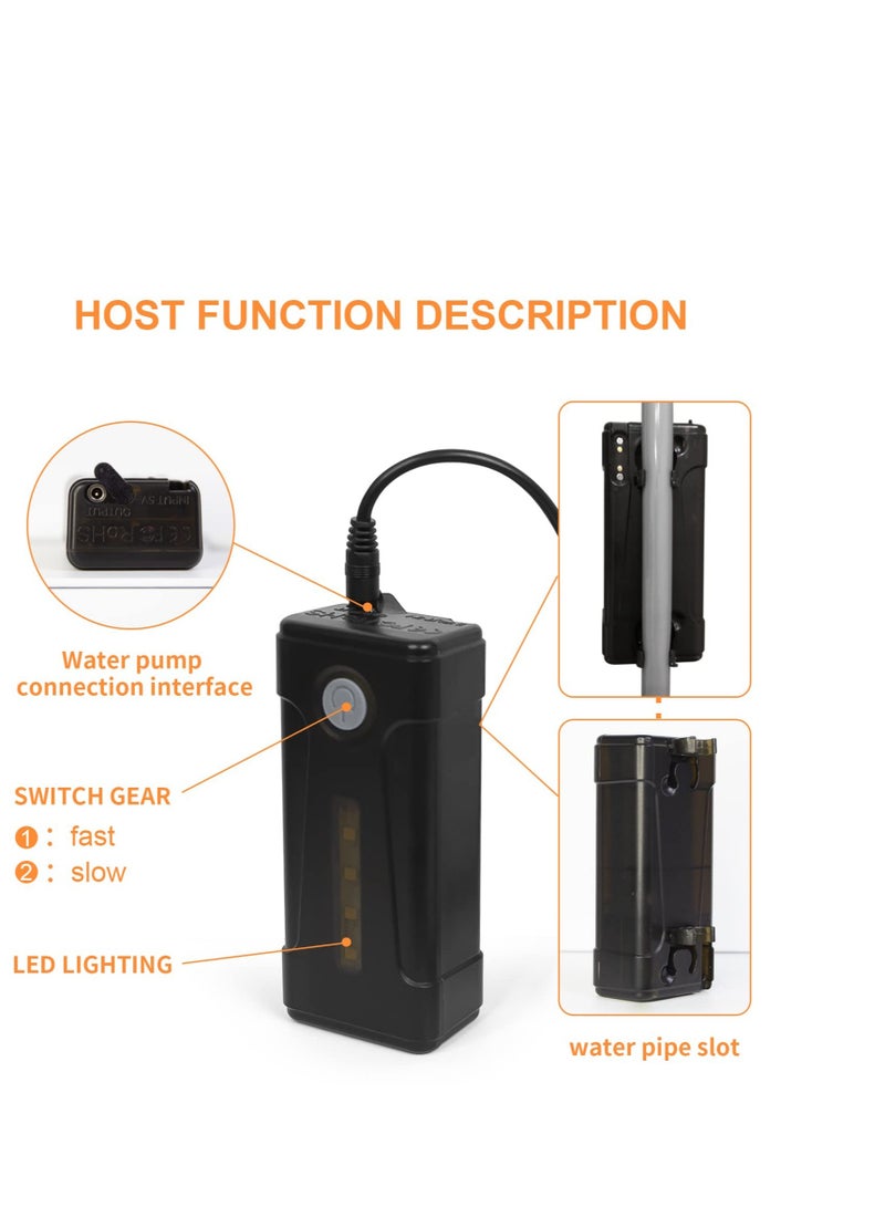 Portable Outdoor Shower, Outdoor Electric Shower Rechargeable Pump, LED Lighting, USB Charging, Detachable Battery, Pumps The Water from The Bucket into a Stable and Gentle Shower Stream