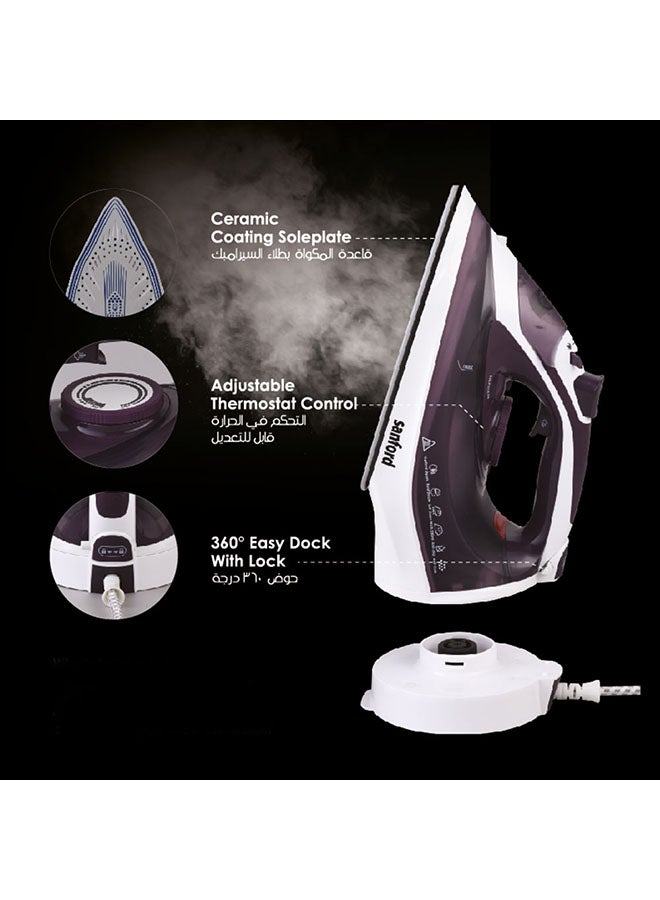 2 in 1 Cordless Ceramic Steam Iron, Nonstick Soleplate, Self clean function 2200 W SF79CI - BS Purple & White