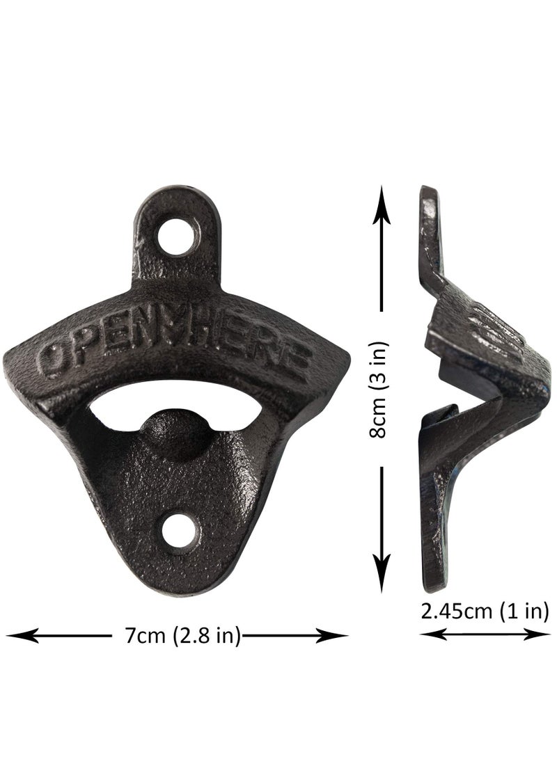 Cast Iron Wall Mounted Bottle Opener Vintage Rustic with Self Tapping Screws for Home Garden