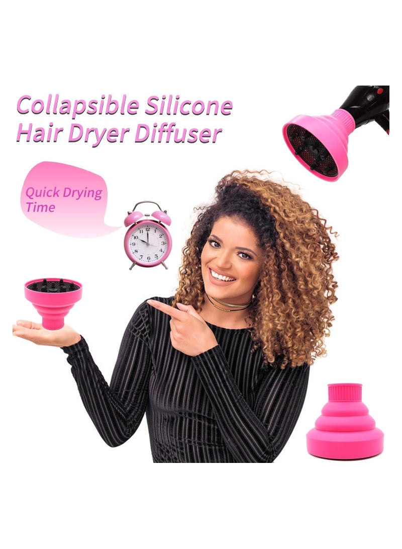 Collapsible Silicone Hair Dryer Diffuser, Folding Hair Dryer Attachment for Dryer Nozzle 1.57 to 1.97’’, Professional Blow Dryer Diffuser for Straight or Curly Hair