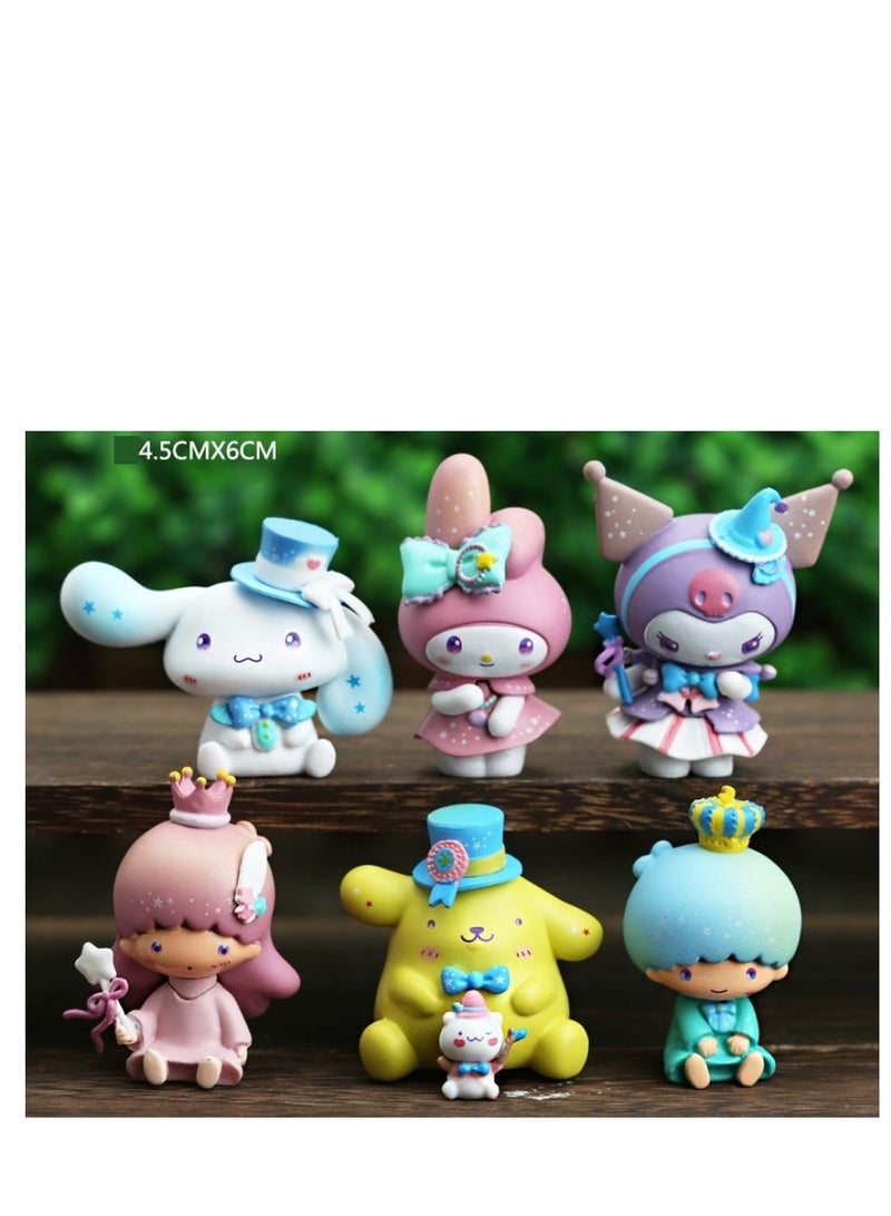 6 Pack Kawaii Sanrio Figure My Melody  kuromi Figure Birthday Party Supplies, Cinnamon Cupcake Toppers, Cute Mini Figure Toys  Birthday Party Favor For Kids Fans Collection Bouquet Desk Decor