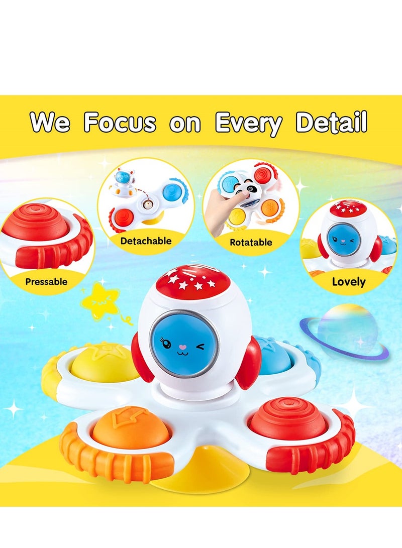 Baby Suction Cup Rotating Toy Sensory Toy Early Education Toy Bathtub Toy Dining Chair Toy Boy Baby Girl Birthday Gift 3 Pieces