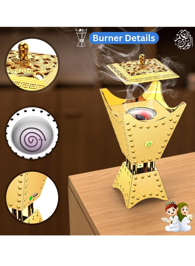 Bakhoor Incense Burner Smart Electric Bakhoor Burner Rechargeable Aroma Diffuser Ideal for Home Office Middle Eastern Style Tabletop Electric Bakhoor Burner