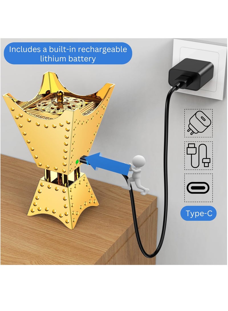 Bakhoor Incense Burner Smart Electric Bakhoor Burner Rechargeable Aroma Diffuser Ideal for Home Office Middle Eastern Style Tabletop Electric Bakhoor Burner