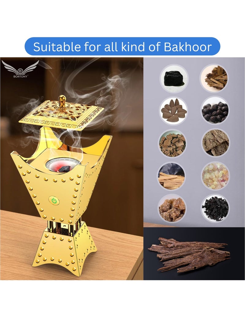 Bakhoor Incense Burner Smart Electric Bakhoor Burner Rechargeable Aroma Diffuser Ideal for Home Office Middle Eastern Style Tabletop Electric Bakhoor Burner