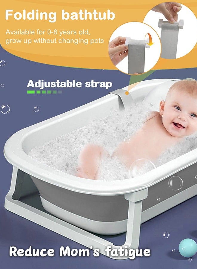 Baby Bathtub Portable With Baby Cushion Shampoo Hat Collapsible Toddler Bath Tub