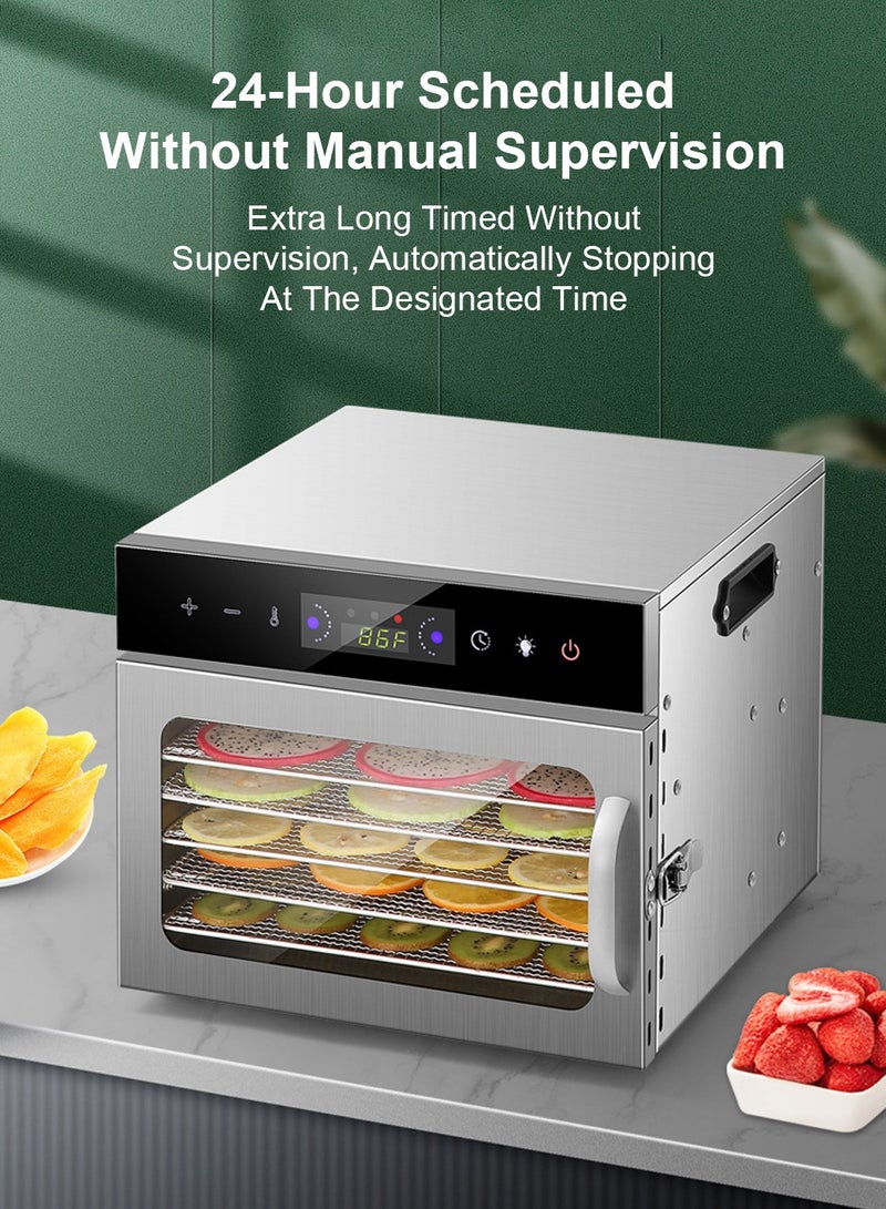 Food Dehydrator, 8 Stainless Steel Trays Dehydrators for Food and Jerky, Herbs, Fruit, Dehydrator Machine with Digital Timer and Temperature Control, Overheat Protection, Recipe Book Included