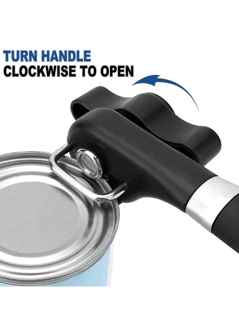 Can Opener Manual, Safe Cut Can Opener With Smooth Can Edge, Hand Can Opener with Ergonomic Hand Grip and Larger Turning Knob, Stainless Steel Can Opener, Fruit Cans Utensils for Kitchen