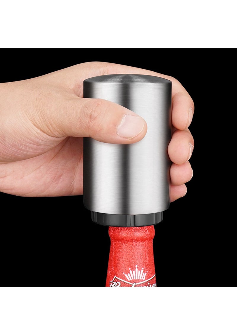 Automatic Beer Bottle Opener, 6 Pack Magnetic Automatic Beer Cap Remover, No Damage to Caps, Portable Push Down and Pop Off Magnetic Cap Catcher for Home Bars Camping Party