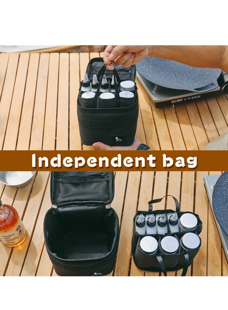 Portable Spice Bag with 9 Seasoning Bottles, Travel Spice Kit, Outdoor Spice Container Seasoning Bottle Holder, Separable Storage Bag for Outdoor Travel Camping BBQ Picnic