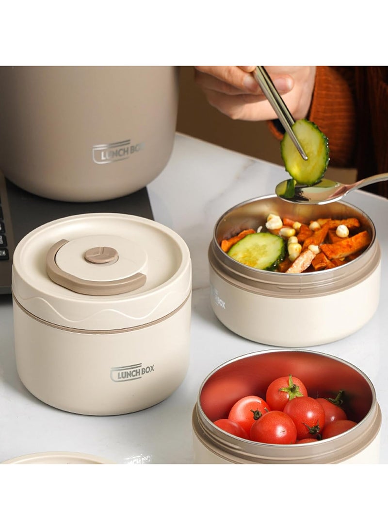 Kids Thermal Bento Lunch Box Set for School, Insulated Lunch Containers With Bag,3 Separate Stackable Lunch Container, Microwaveable Lunch Box Bento Box for Adults & Kids (3-Layer, White)