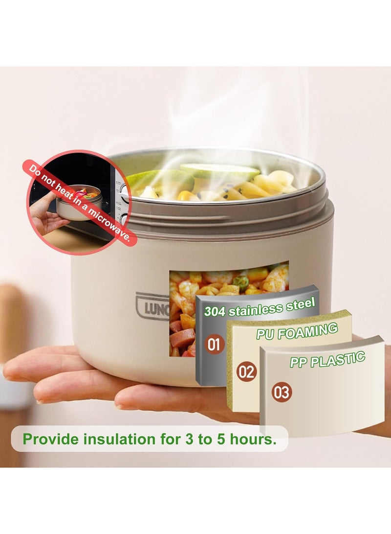 Kids Thermal Bento Lunch Box Set for School, Insulated Lunch Containers With Bag,3 Separate Stackable Lunch Container, Microwaveable Lunch Box Bento Box for Adults & Kids (3-Layer, White)