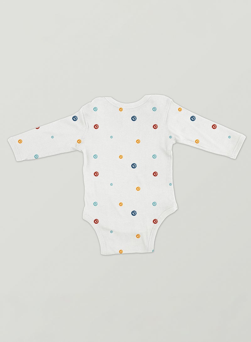 Unisex 100% Bamboo based Ultra-Soft fabric Onesies with Dots Print-White