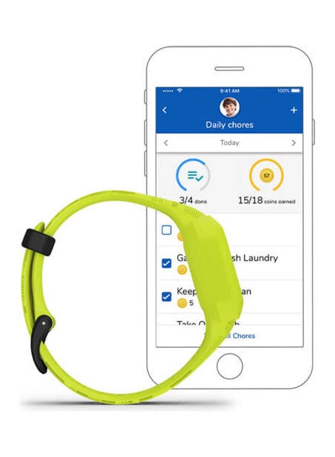 Vivofit Jr. 3 - 14.11MM - Replace Battery Lasts Up To 1 Year , Scratch Resistant , Step Tracking , Sleep Tracking , Parental Control , Child Tracking , iOS and Android Compatible Green