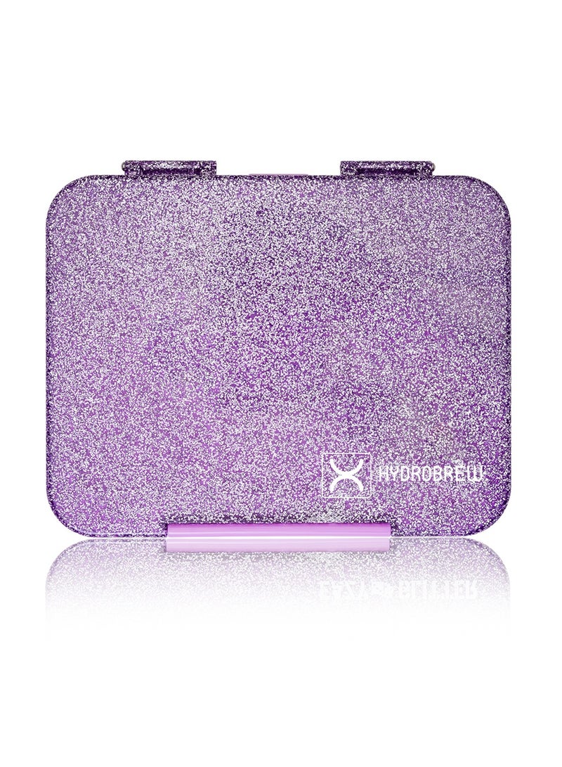 6 And 4 Convertible Bento Lunch Box With  Spoon And Fork Set - Glitter Purple