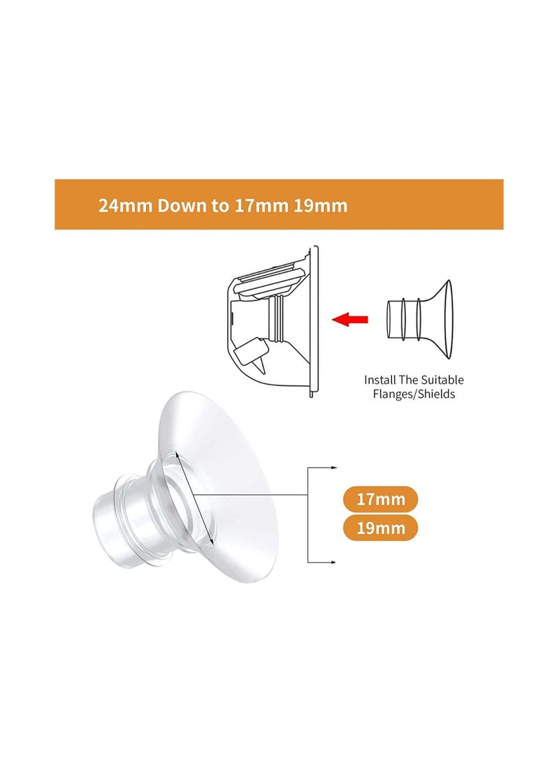 Breast Pump Accessory for S9 Pro S12 Pro Breast Pump Pump Parts Replace Wearable Breast Pump Shield to Reduce 24mm Down to 15mm 17mm 19mm 21mm 4 Pack