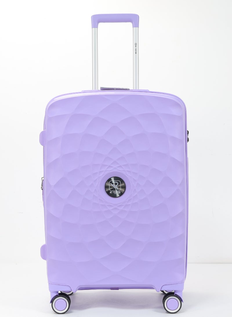 Paris 28 Inch Lilac Suitcase Luggage Trolley Bag  with Durable and Lightweight PP Hardshell 3 Level Telescopic Handle 4 Quiet 360° Wheels and TSA Lock