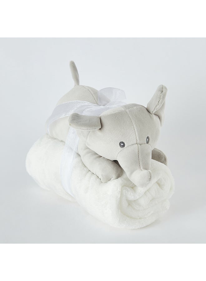 Playland 2-Piece Elephant Blanket and Toy Set 100 x 75 cm