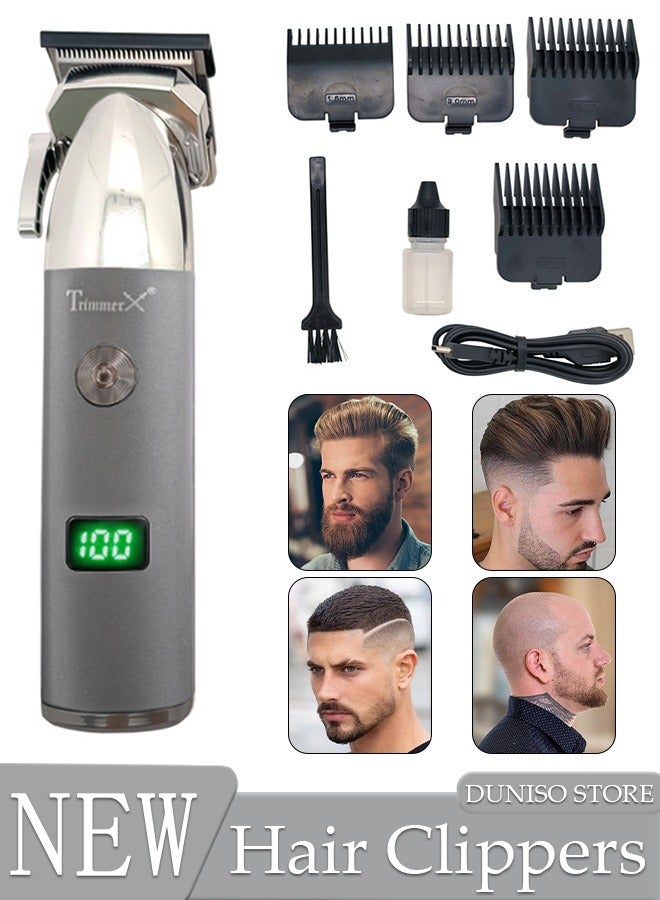Smart Hair Clippers Electric with Digital Display 4 Kinds of Positioning Combs Turbo Motor Hair Cutting Kit Pro Mens Clippers, Cordless Rechargeable Hair Trimmer Set Professional Barbers Grooming Kit