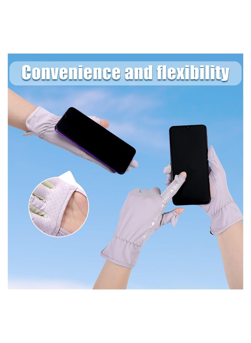 Summer Sun Gloves, 2 Pairs Summer Women Driving Gloves, UV Protection Gloves, Full Finger Touchscreen Non Slip Quick Dry Gloves Breathable Summer Outdoor Gloves for Women