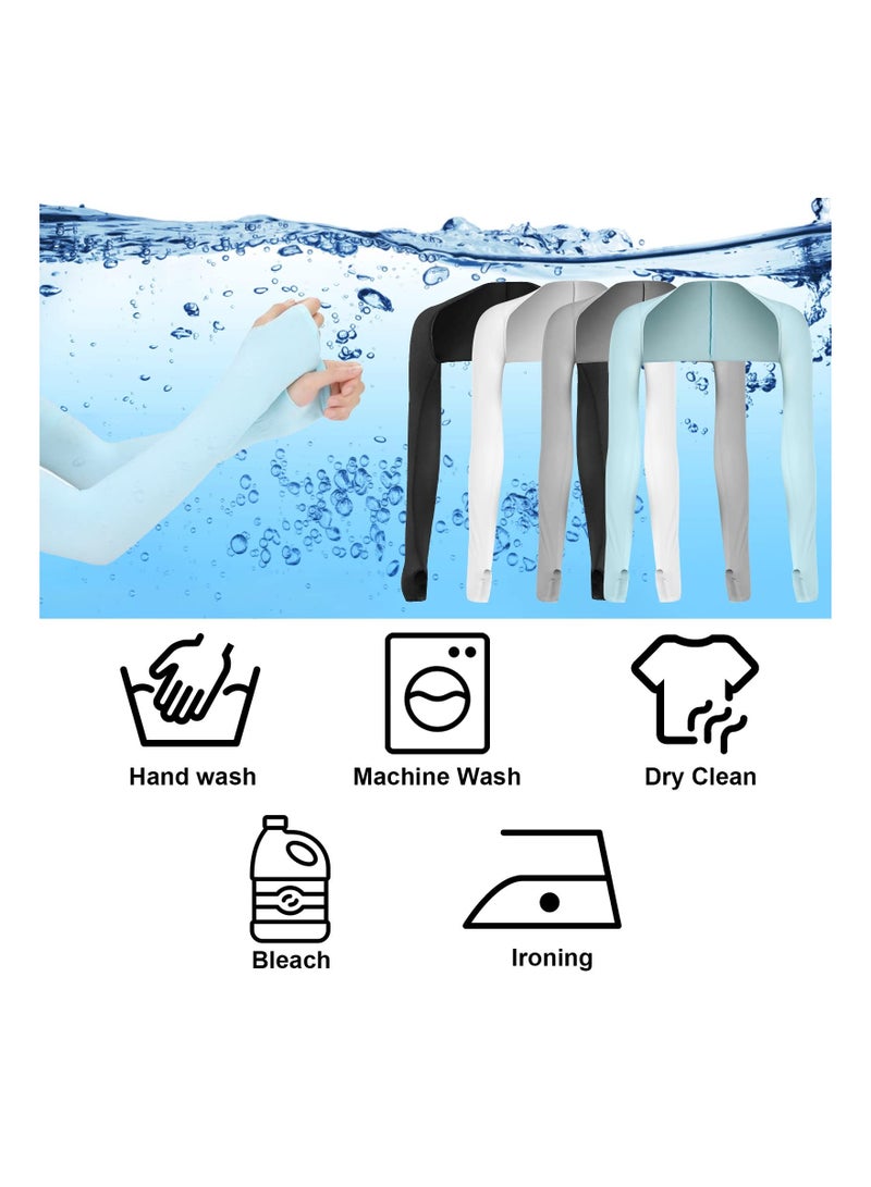 4 Pieces Cooling Shawl Arm Sleeves Sun Uv Protection Cooler Shrug, Comfortable & Breathable Anti-UV Arm Sleeves for Women with Finger Holes for Driving Golfing Fishing Running Cycling Outdoor Activity