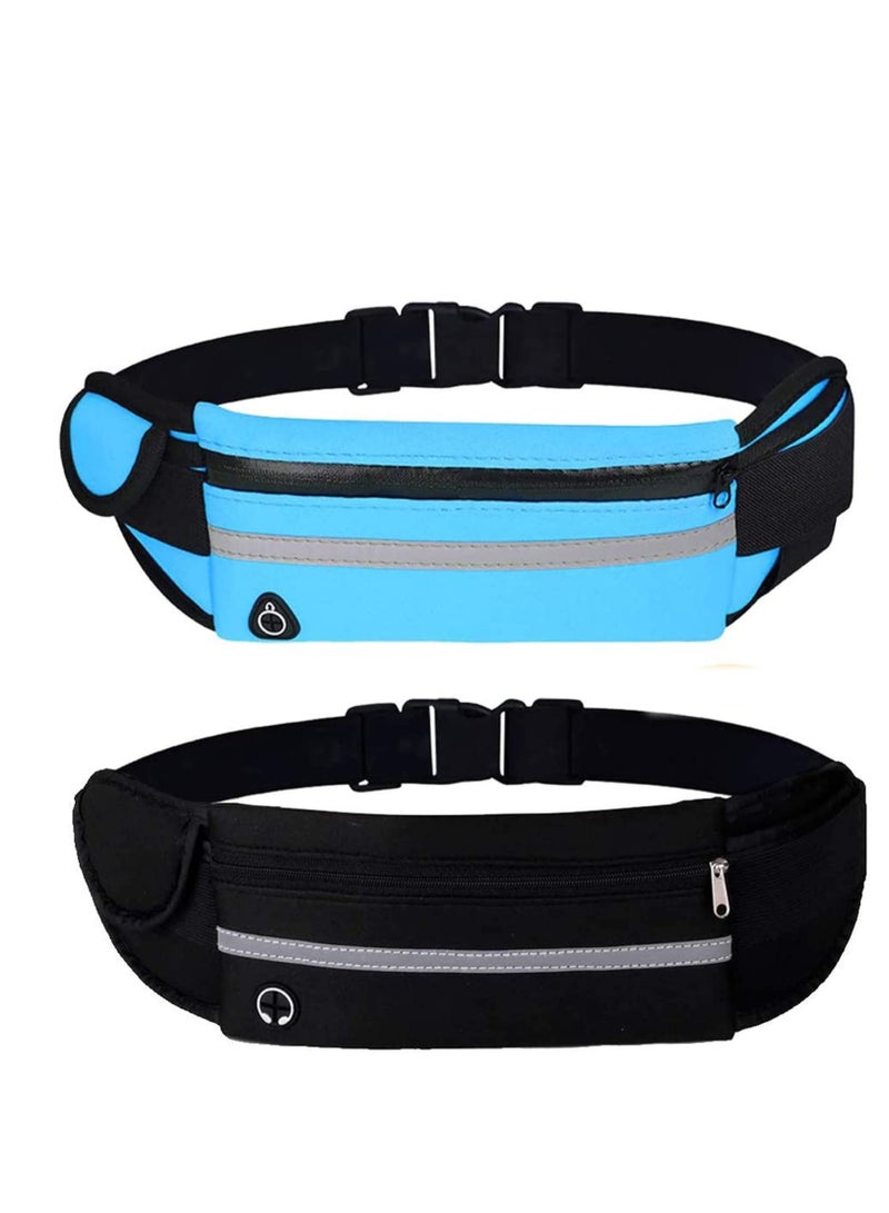 2 Pack Running Belt for Running Lightweight Running Belt Adjustable Running Waist Pack with Elastic Strap Running Pouch