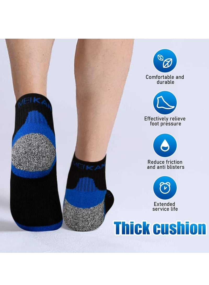 Running Socks, Cushioned Trainer Socks Anti Blister Sports Running Socks For Men Women, Nonslip Athletic Socks with Heel and Toe Protection, Breathable Sweat-Wicking 6 Pairs