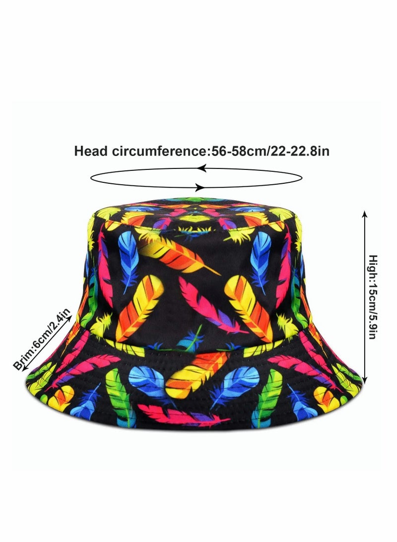 Double-Side Bucket Hat, Bucket Hat for Men Women,Packable Reversible Printed Sun Hats,Fisherman Outdoor Summer Travel Hiking Beach Caps