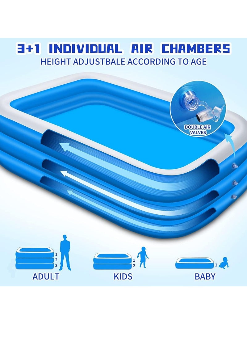 Inflatable Swimming Pool Thickened Full-Sized Above Ground Kiddie Inflatable Family Swimming Lounge Pool Outdoor Toys for Kids & Adults Blow up Pool for Backyard Patio (305 x 183 x 56 cm（L x W x H）)